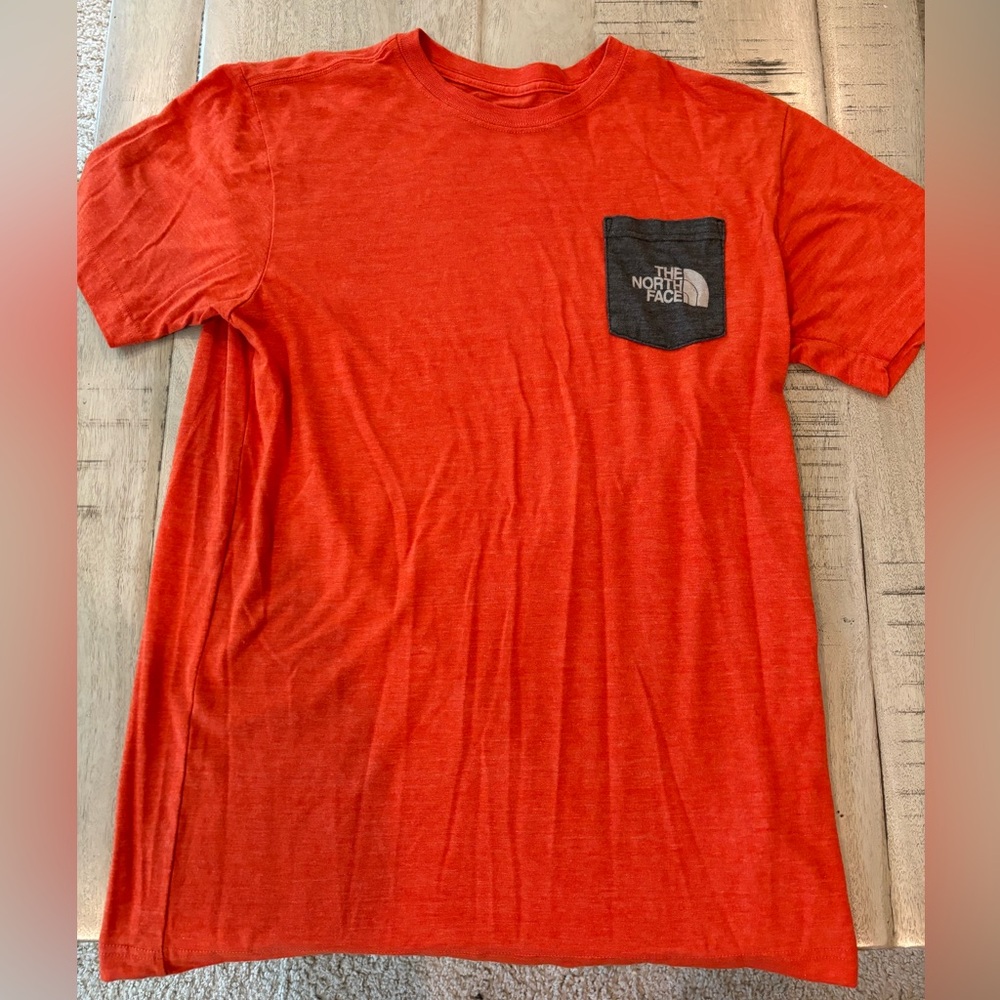 Orange north face t-shirt